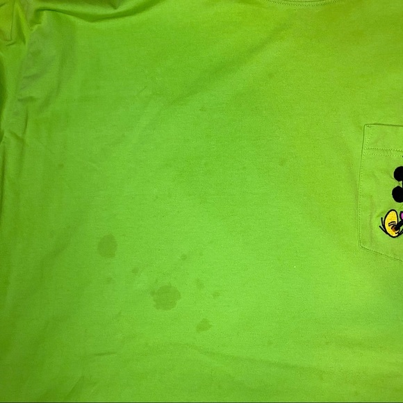 Vintage Lime Green Mickey Mouse Embroidered TShirt - Picture 6 of 14